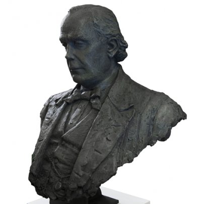 The portrait bust of Charles Bradlaugh as displayed in the Palace of Westminster. The bust was donated by the National Secular Society in 2016 to mark the Society's 150th anniversary.